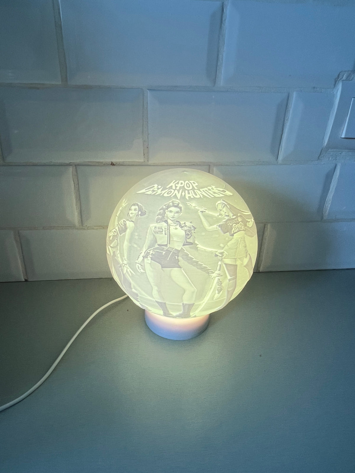 Lampe lithophanie allumée en blanc