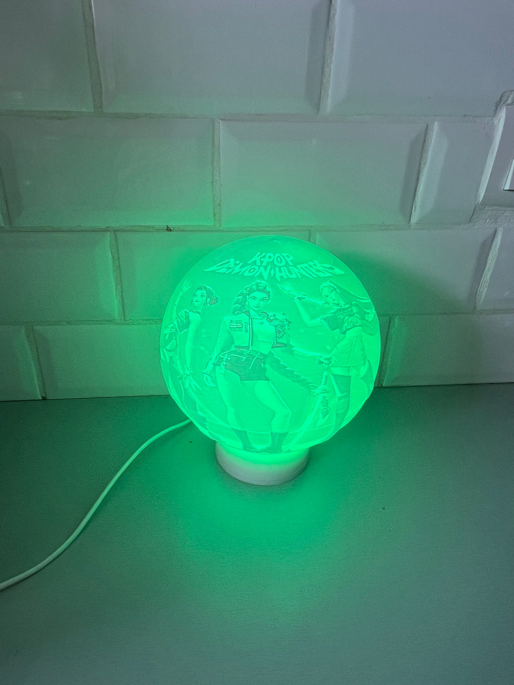 Lampe lithophanie allumée en vert