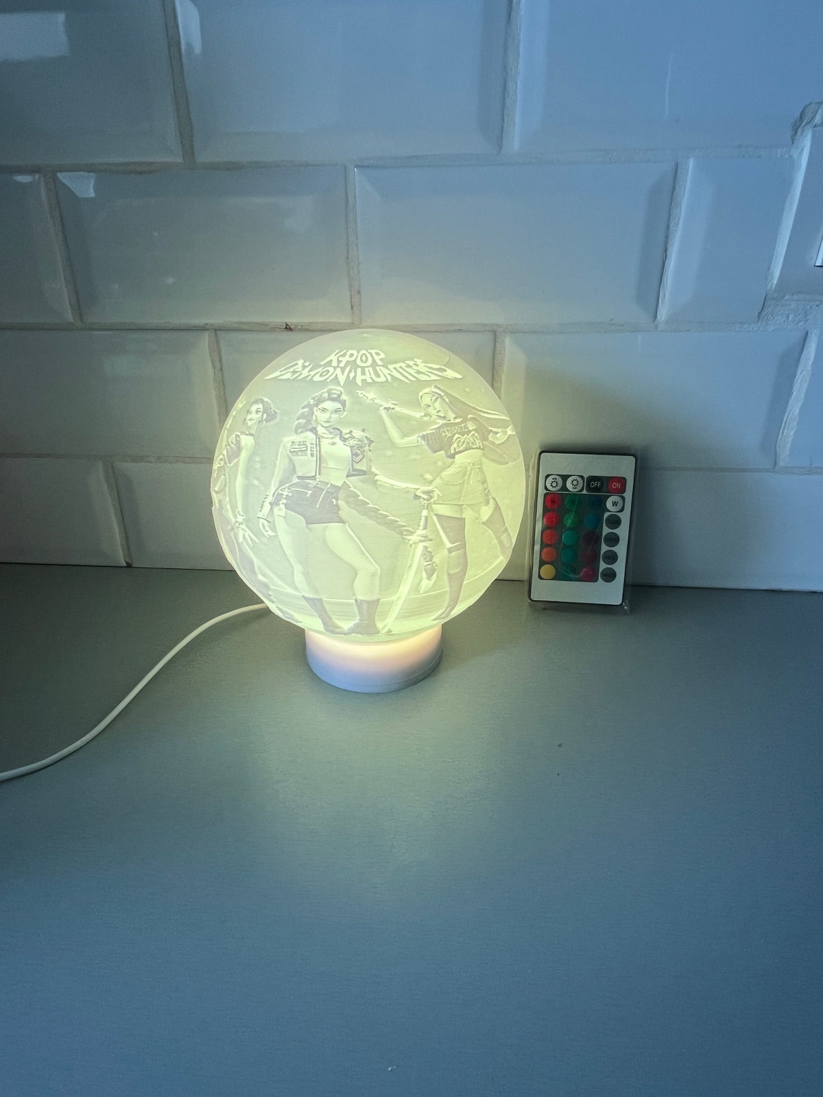 Lampe lithophanie allumée en blanc chaud