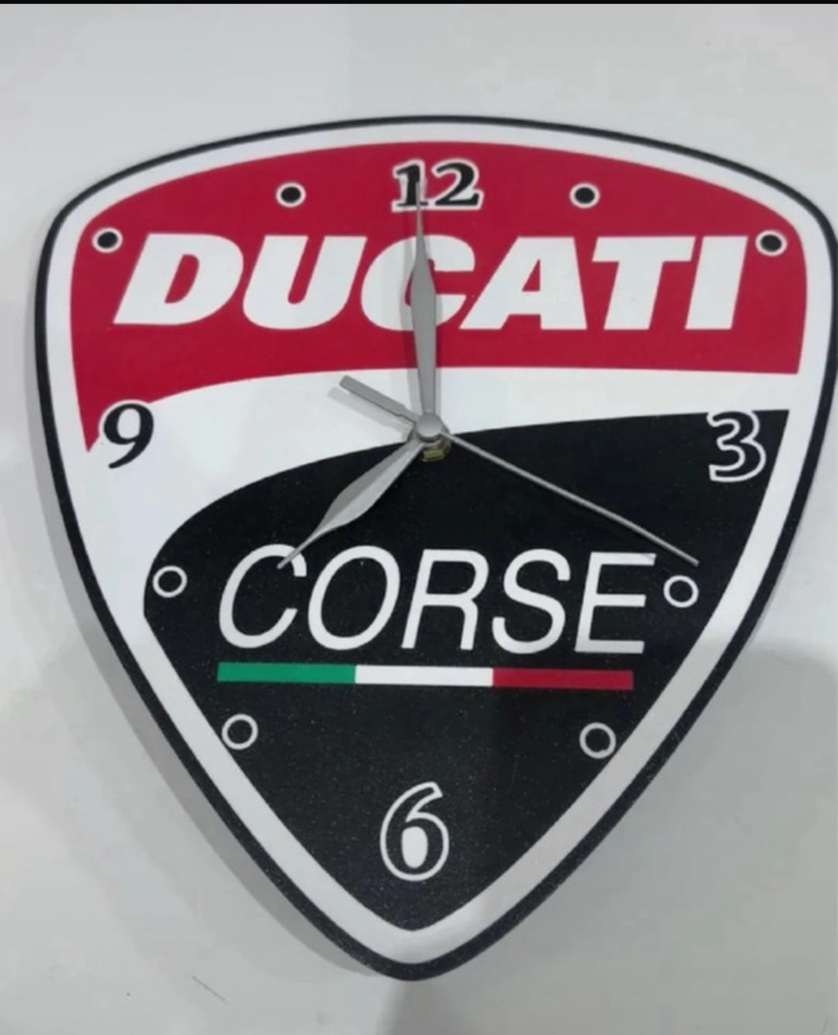 Horloge murale moto rouge, blanche et noire