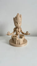 Figurine petit arbre zen beige avec bougie LED, vue de face